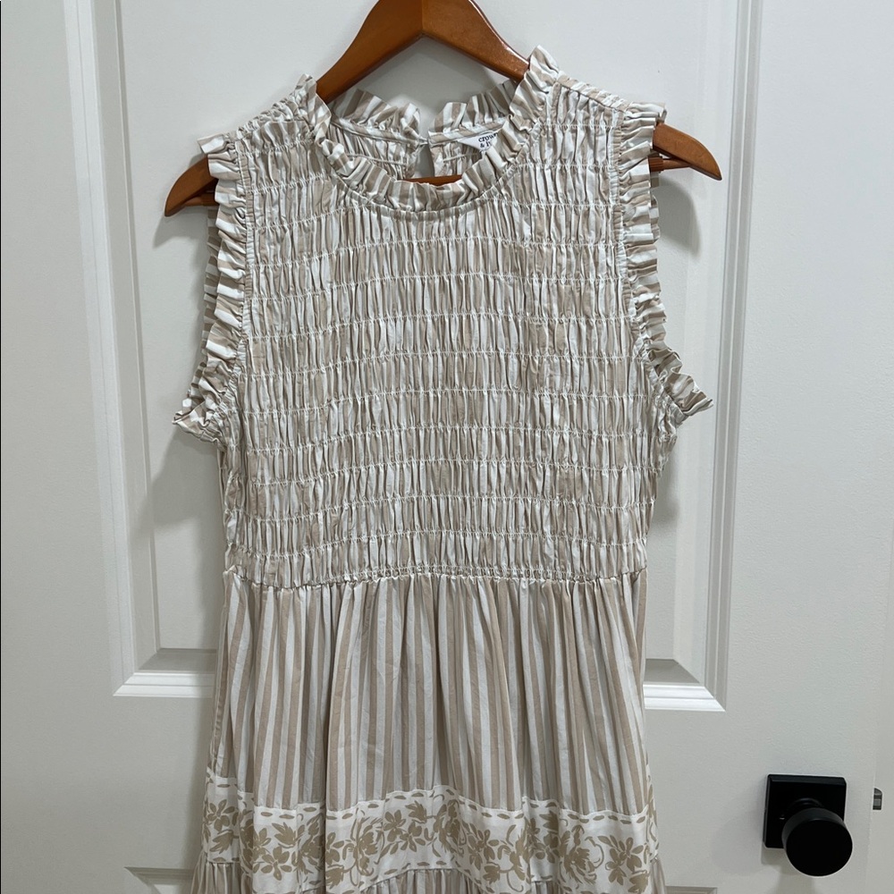 Crown & Ivy Striped Dress with Ruffle Detail